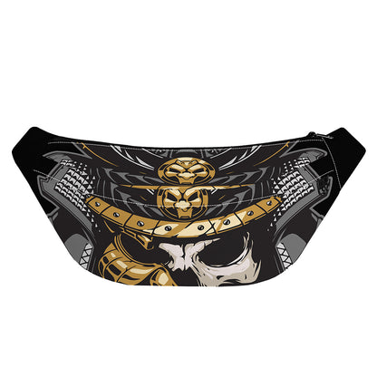 Black Samurai Skull Print Fanny Pack