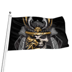 Black Samurai Skull Print Flag