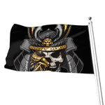 Black Samurai Skull Print Flag