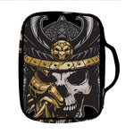 Black Samurai Skull Print Front Pocket Bible Bag