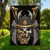 Black Samurai Skull Print Garden Flag