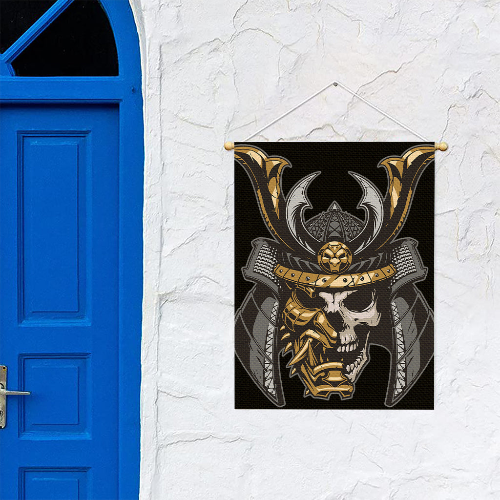 Black Samurai Skull Print Garden Flag