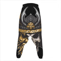 Black Samurai Skull Print Hammer Pants