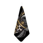 Black Samurai Skull Print Hand Towel