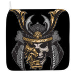 Black Samurai Skull Print Hand Towel