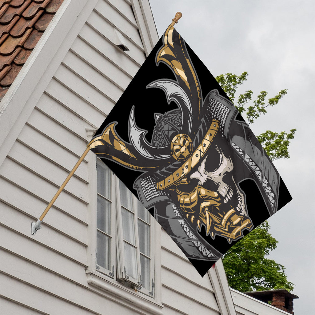 Black Samurai Skull Print House Flag