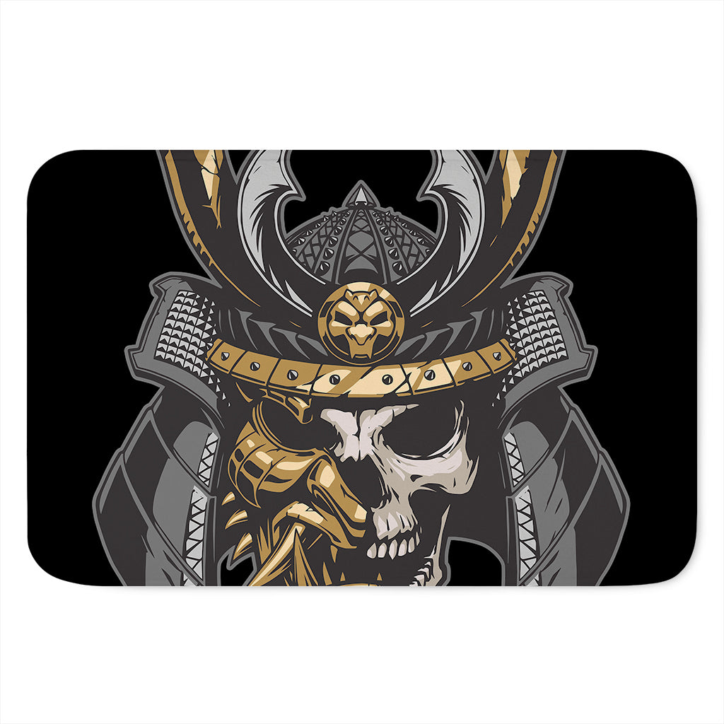 Black Samurai Skull Print Indoor Door Mat