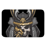 Black Samurai Skull Print Indoor Door Mat
