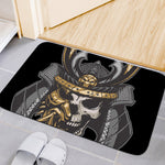 Black Samurai Skull Print Indoor Door Mat