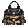 Black Samurai Skull Print Insulated Lunch Bag