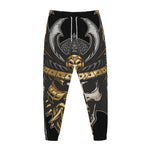 Black Samurai Skull Print Jogger Pants