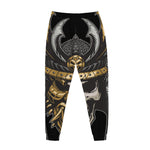 Black Samurai Skull Print Jogger Pants