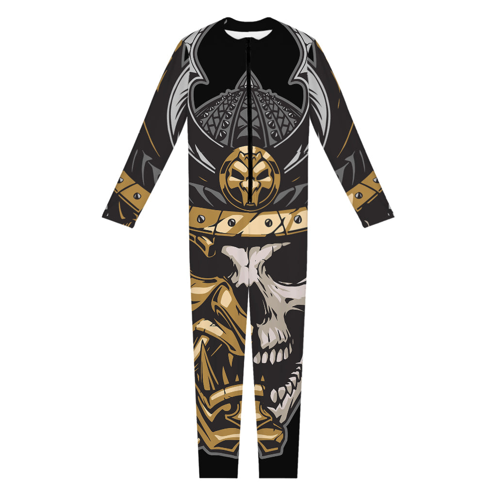 Black Samurai Skull Print Jumpsuit