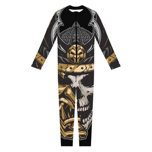 Black Samurai Skull Print Jumpsuit