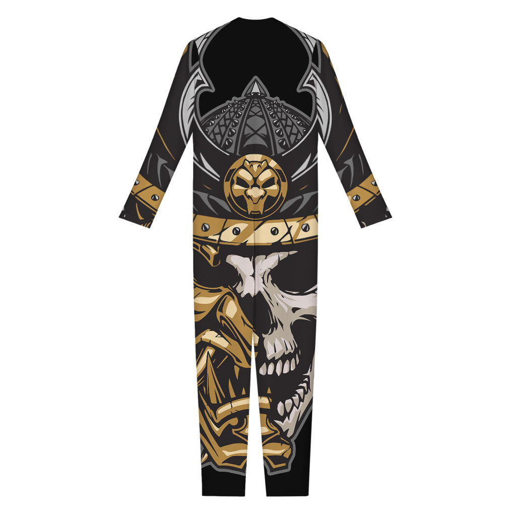 Black Samurai Skull Print Jumpsuit