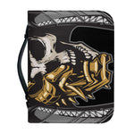 Black Samurai Skull Print Leather Bible Cover