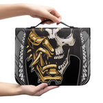 Black Samurai Skull Print Leather Bible Cover