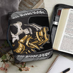 Black Samurai Skull Print Leather Bible Cover