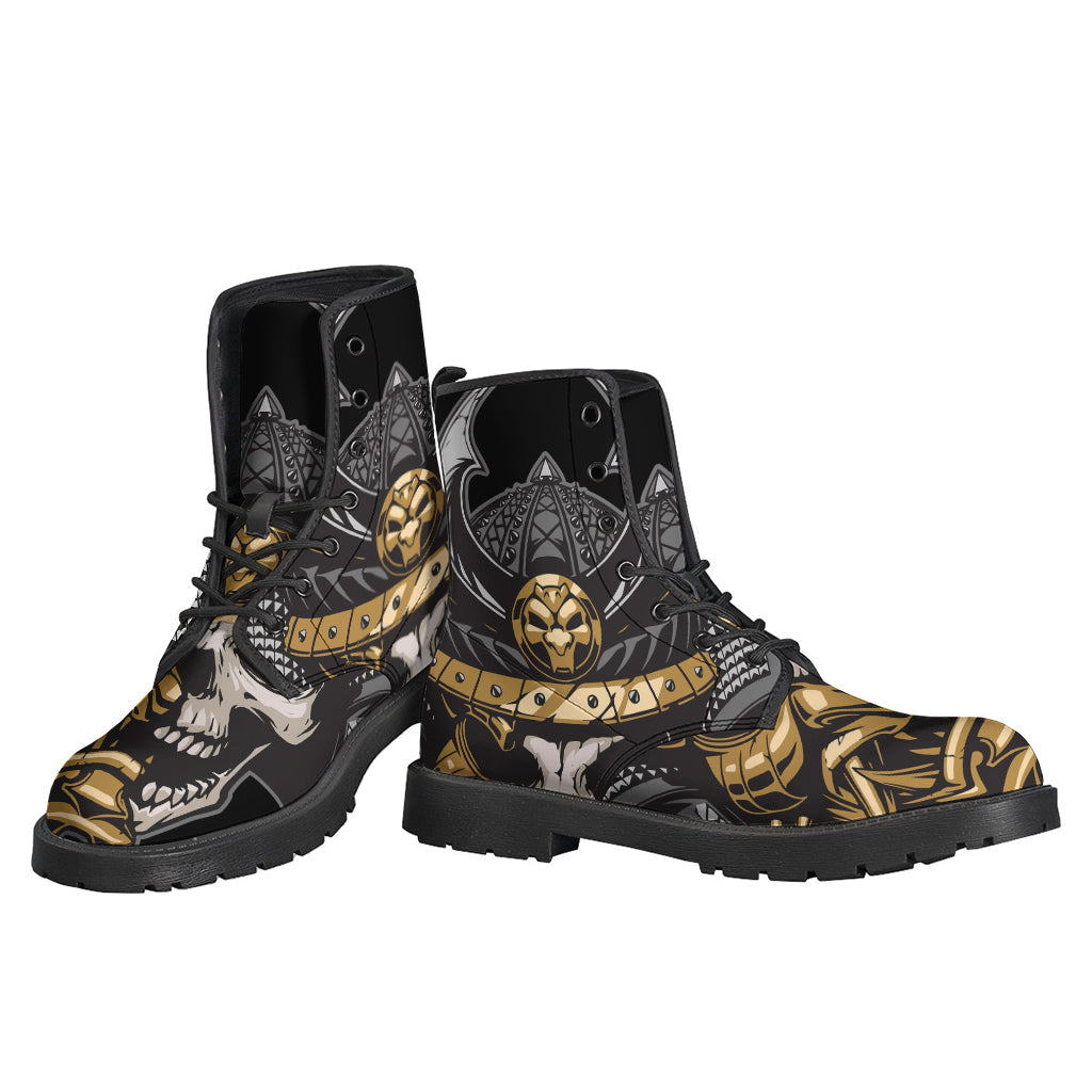 Black Samurai Skull Print Backpack