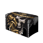 Black Samurai Skull Print Leather Tissue Box Cover