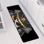 Black Samurai Skull Print Long Kitchen Mat