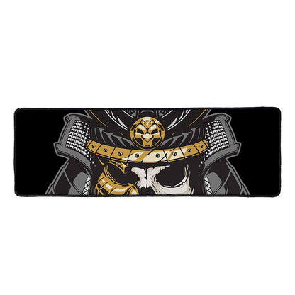 Black Samurai Skull Print Long Kitchen Mat
