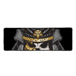 Black Samurai Skull Print Long Kitchen Mat