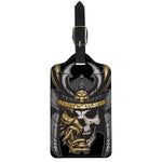 Black Samurai Skull Print Luggage Tag