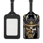 Black Samurai Skull Print Luggage Tag