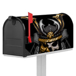 Black Samurai Skull Print Mailbox Cover