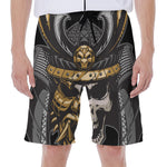 Black Samurai Skull Print Men's Beach Shorts