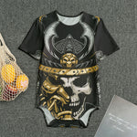 Black Samurai Skull Print Men's Bodysuit