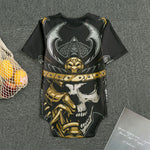 Black Samurai Skull Print Men's Bodysuit