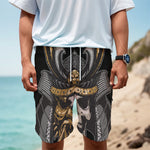 Black Samurai Skull Print Men's Cargo Shorts