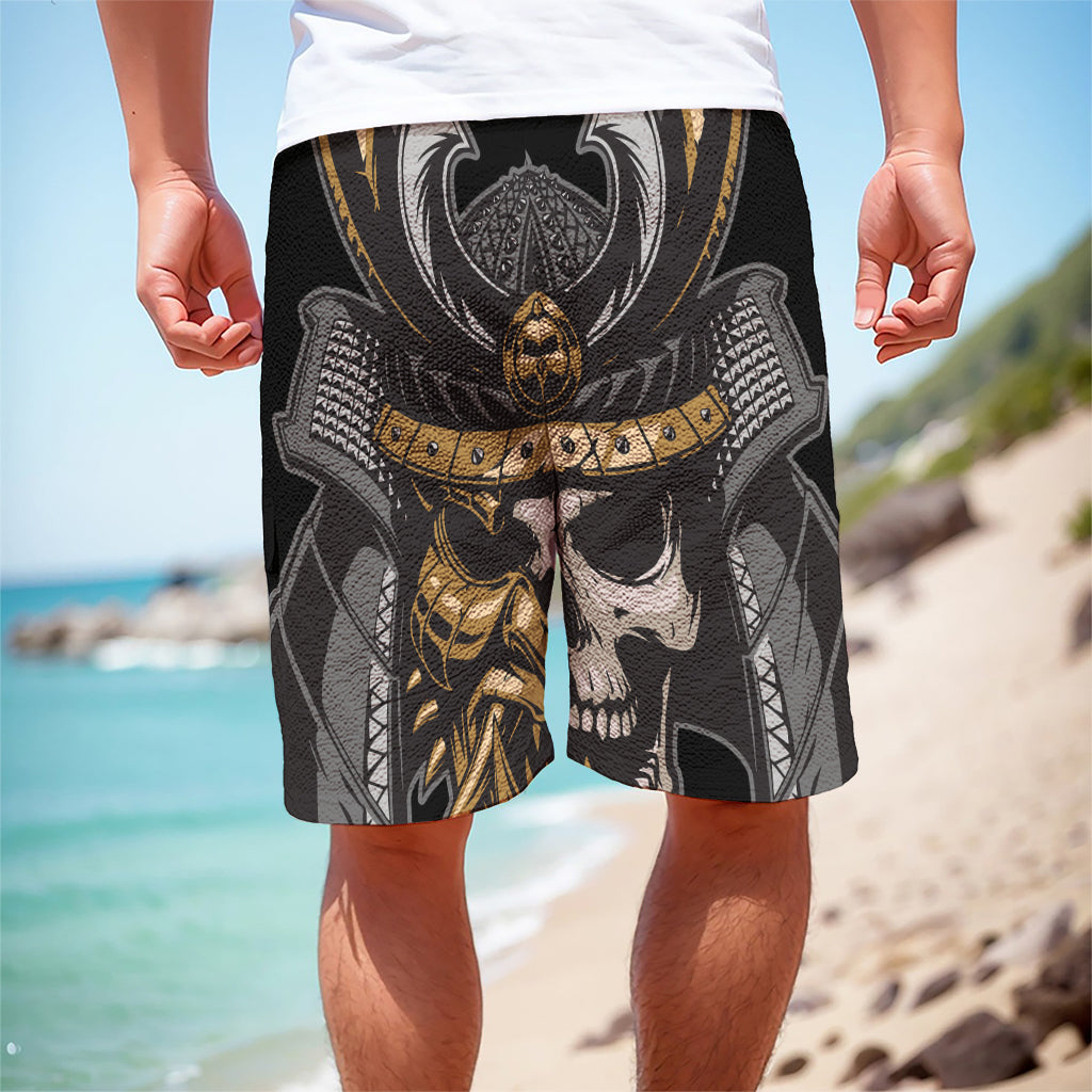 Black Samurai Skull Print Men's Cargo Shorts