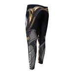 Black Samurai Skull Print Men's Compression Pants