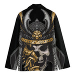 Black Samurai Skull Print Men's Cotton Blazer