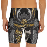 Black Samurai Skull Print Men's Long Boxer Briefs