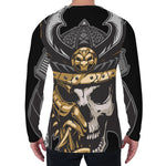 Black Samurai Skull Print Men's Long Sleeve T-Shirt