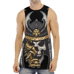 Black Samurai Skull Print Men's Muscle Tank Top