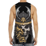 Black Samurai Skull Print Men's Muscle Tank Top