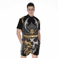 Black Samurai Skull Print Men's Romper