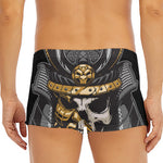 Black Samurai Skull Print Men's Short Boxer Briefs