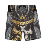 Black Samurai Skull Print Men's Sports Shorts