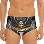 Black Samurai Skull Print Men's Triangle Swim Briefs