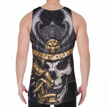 Black Samurai Skull Print Men's Velvet Tank Top