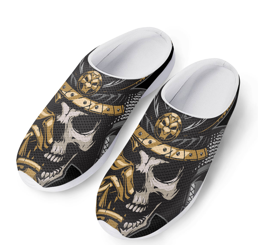 Black Samurai Skull Print Mesh Casual Shoes