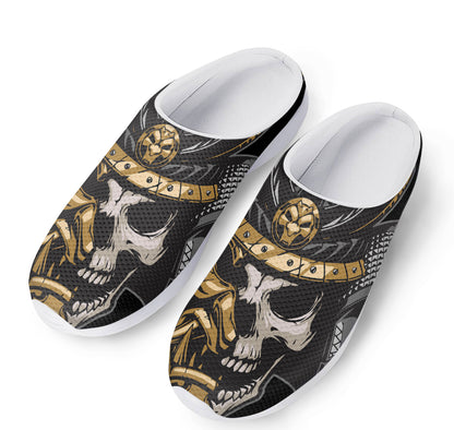 Black Samurai Skull Print Mesh Casual Shoes