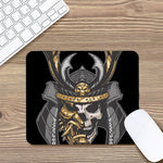 Black Samurai Skull Print Mouse Pad