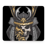 Black Samurai Skull Print Mouse Pad
